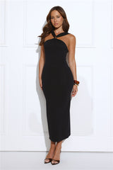 Gilded Nights Midi Dress Black