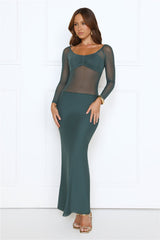 Heated Soul Off Shoulder Maxi Dress Teal