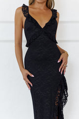 Enchanted By You Lace Midi Dress Black