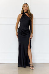 Luxe Ambition Satin Maxi Dress Black