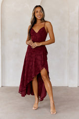 Sapphire Cascade Midi Dress Maroon