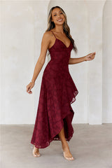 Sapphire Cascade Midi Dress Maroon