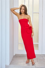 Elisandra Strapless Midi Dress Red