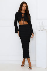 Whimsical Whirls Midi Skirt Black