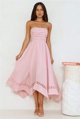 Clarissa Strapless Midi Dress Pink