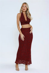 She's The Flame Maxi Skirt Wine