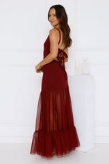 Chic Whispers Maxi Dress Burgundy