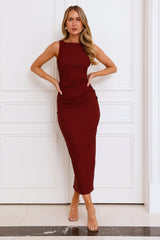 Stylish Boardroom Midi Dress Wine