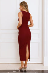 Stylish Boardroom Midi Dress Wine