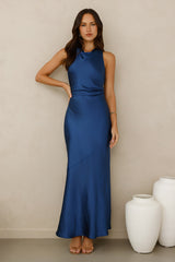 Eden Satin Maxi Dress Navy