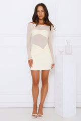 Certified Baddie Mesh Long Sleeve Mini Dress Yellow