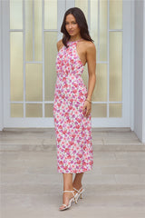 Whimsical Flower Midi Dress Pink