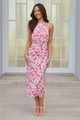 Whimsical Flower Midi Dress Pink