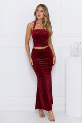 Velvet Gaze Maxi Skirt Burgundy
