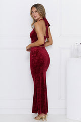 Velvet Gaze Maxi Skirt Burgundy