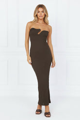 Majestic Heights Strapless Midi Dress Chocolate