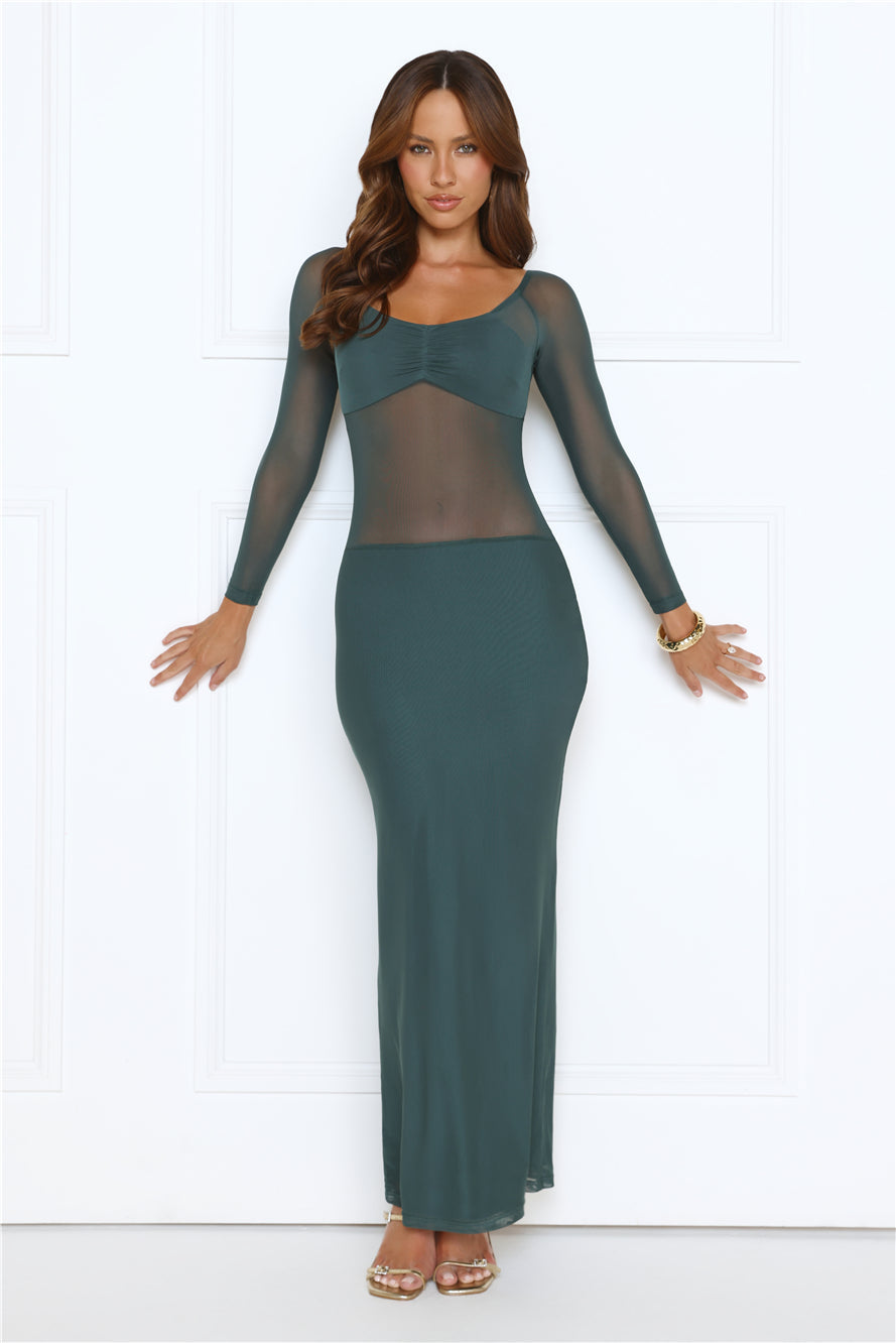 Heated Soul Off Shoulder Maxi Dress Teal