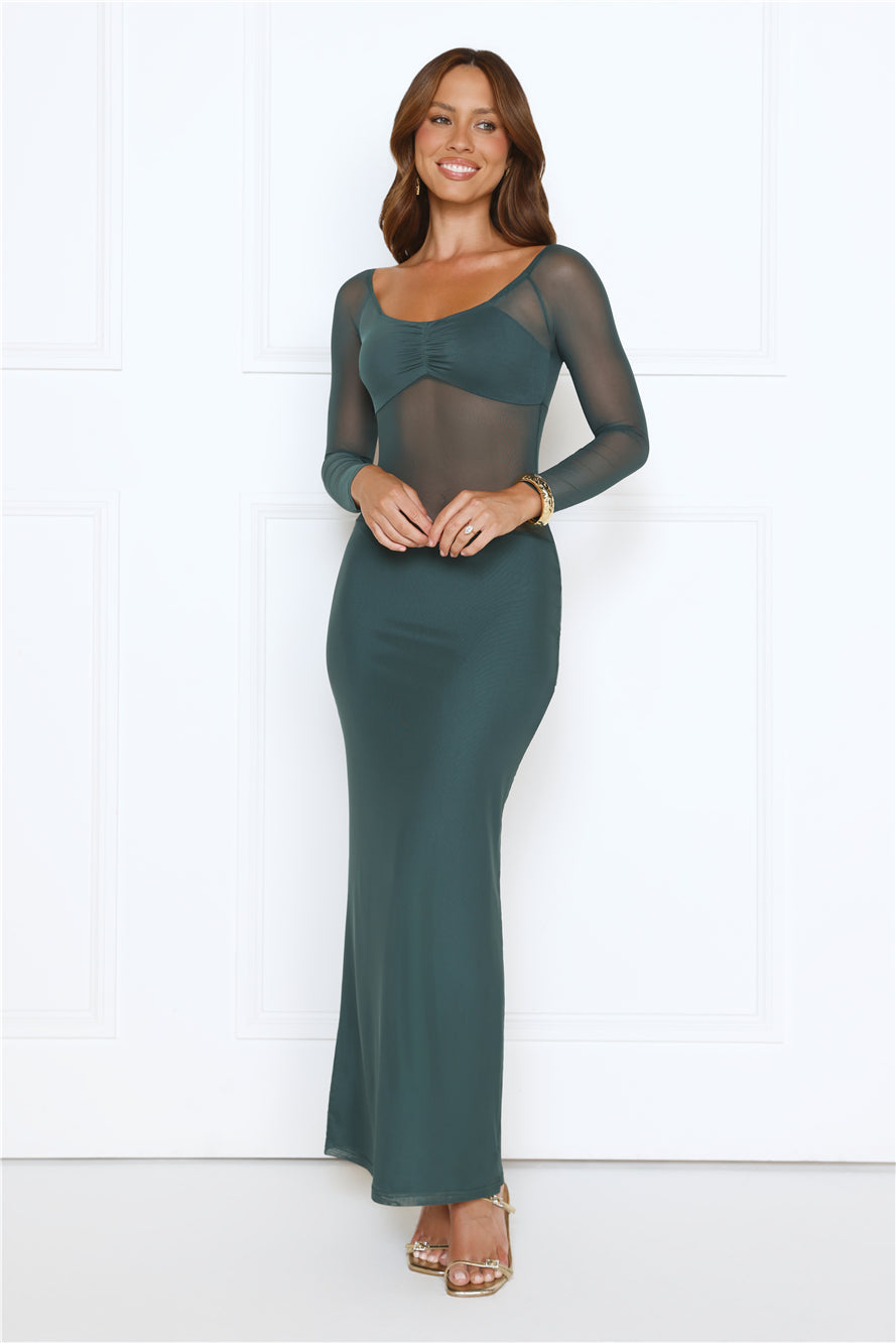 Heated Soul Off Shoulder Maxi Dress Teal