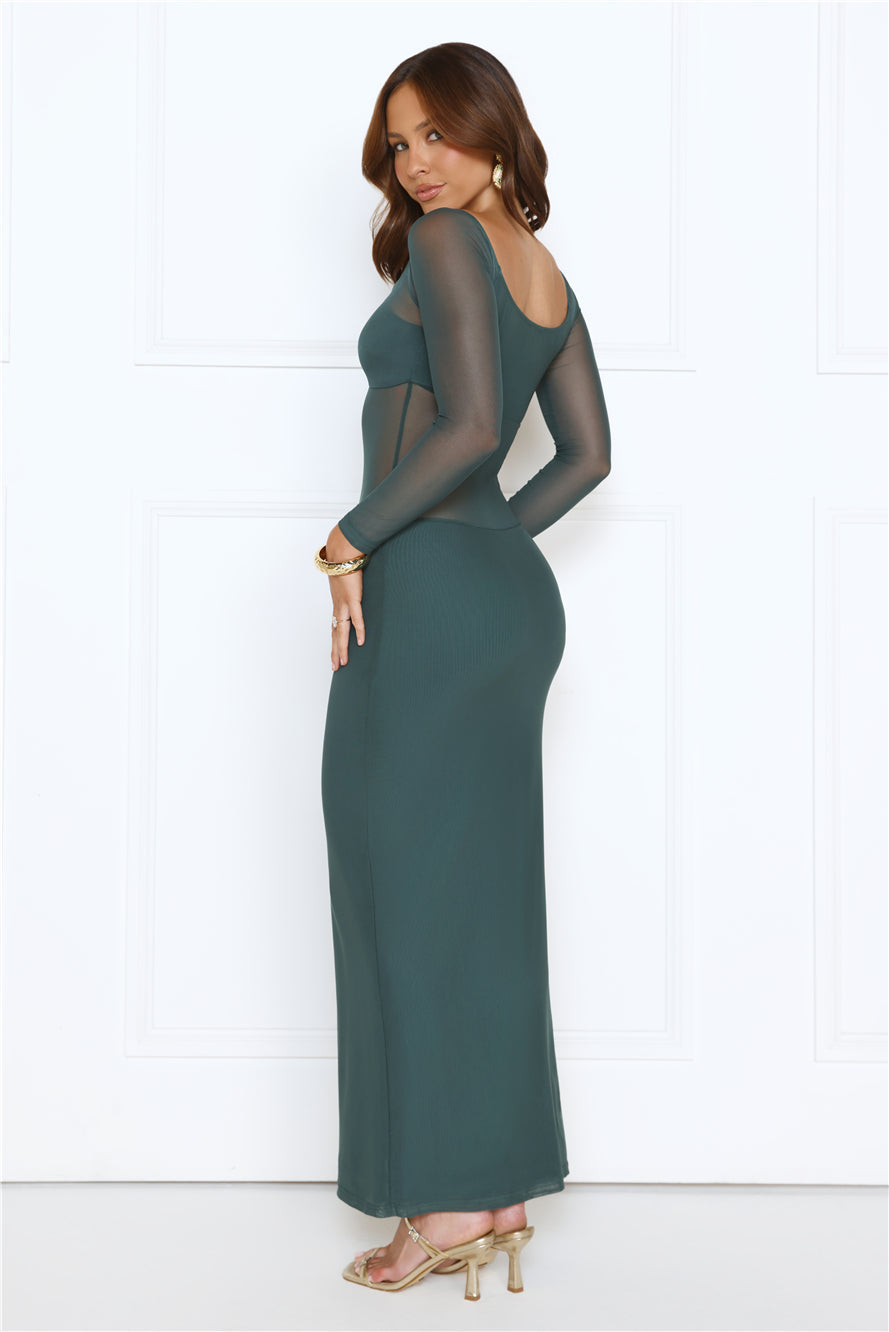 Heated Soul Off Shoulder Maxi Dress Teal