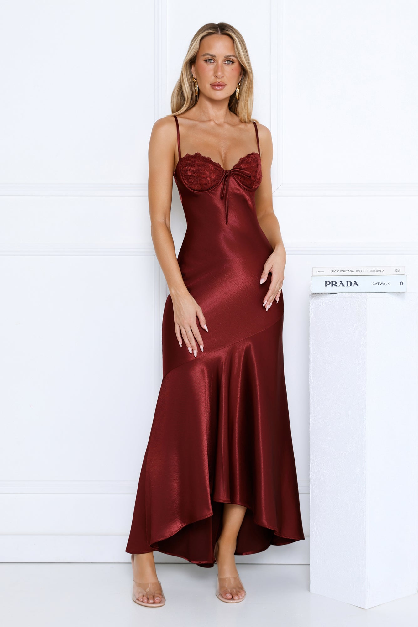 Nightfall Chic Satin Maxi Dress Burgundy