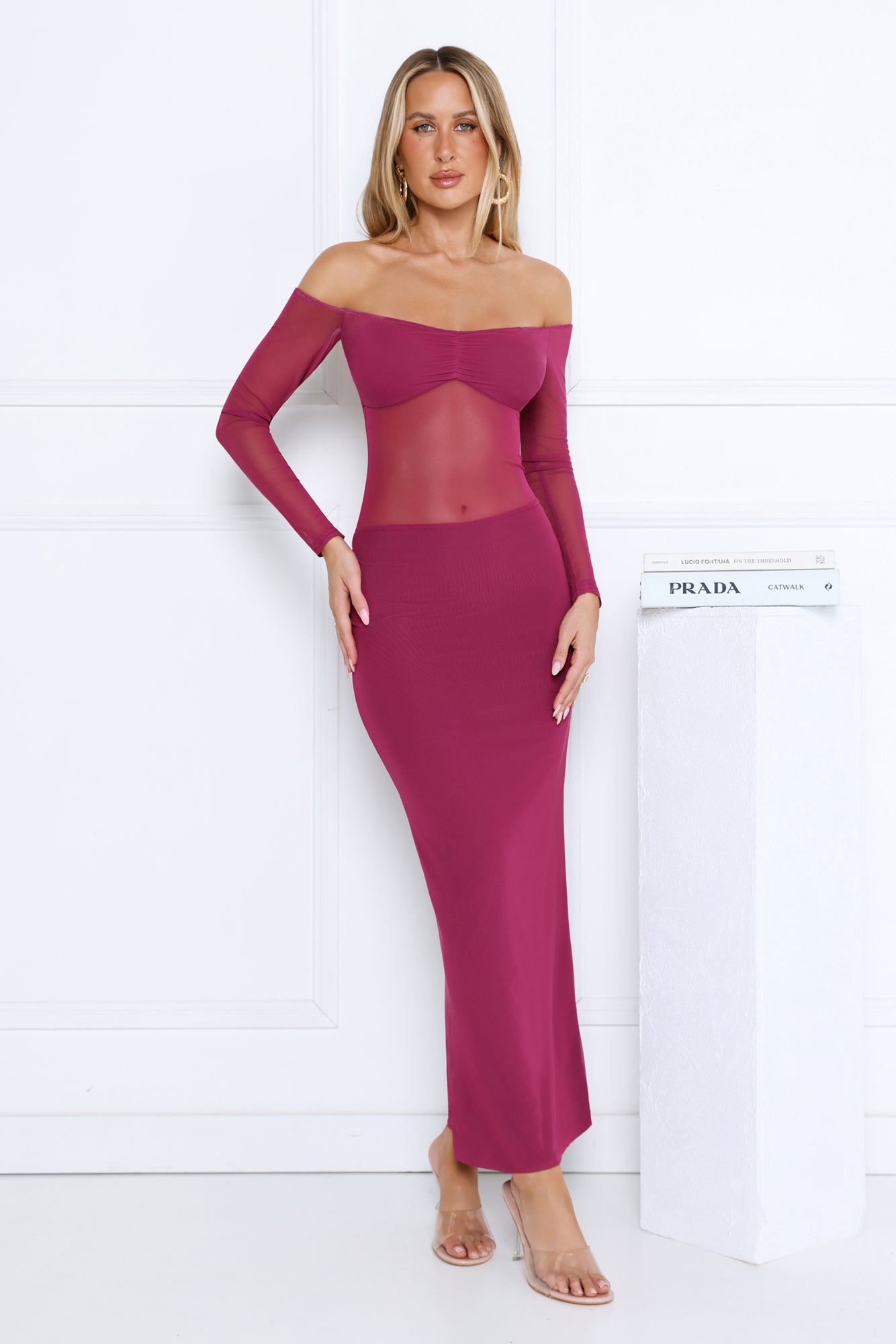 Heated Soul Off Shoulder Maxi Dress Plum