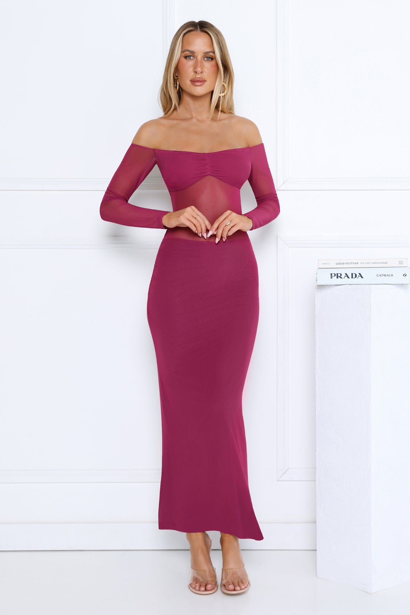 Heated Soul Off Shoulder Maxi Dress Plum