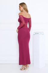 Heated Soul Off Shoulder Maxi Dress Plum