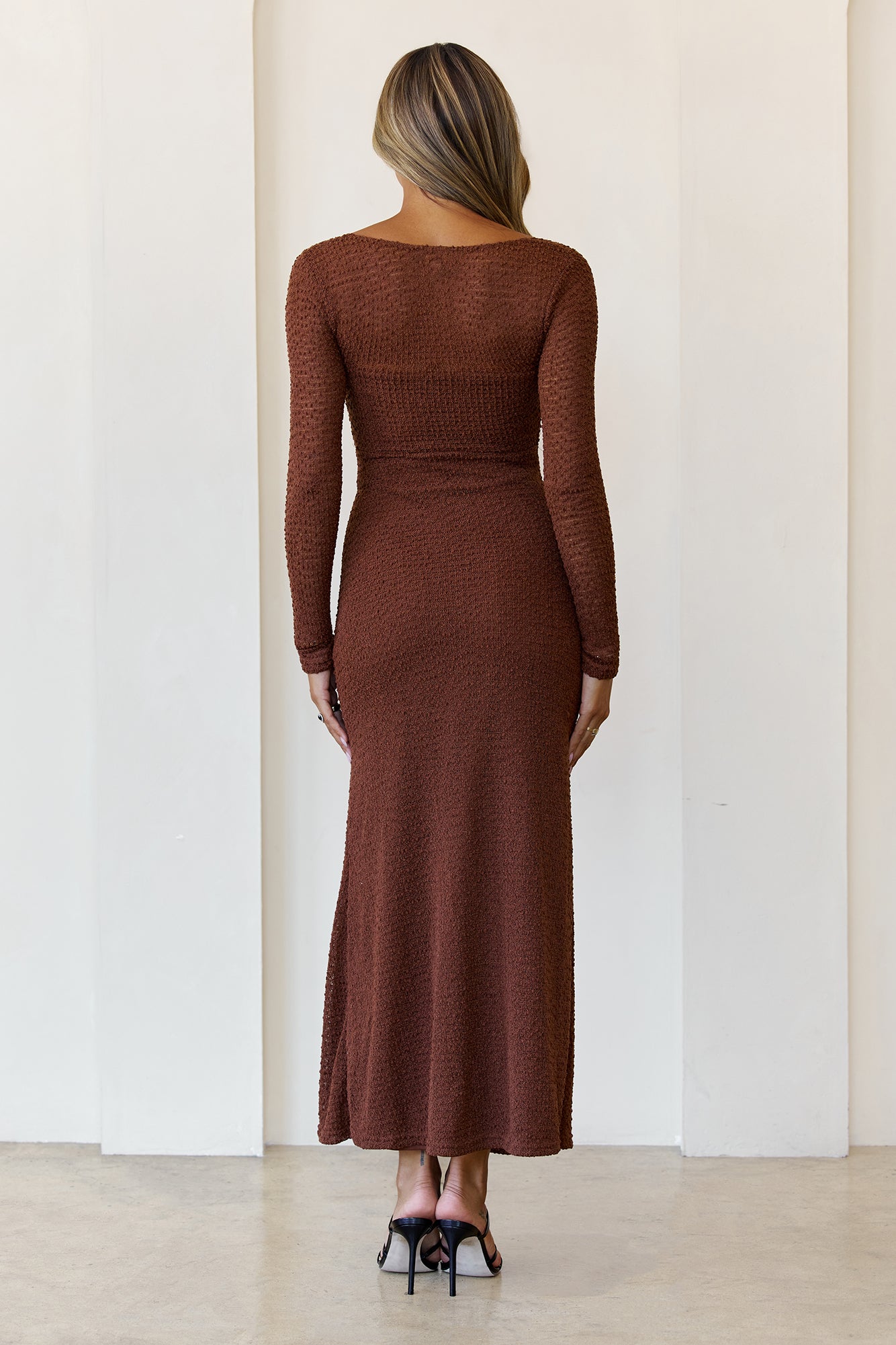 Hot Girl Habits Long Sleeve Maxi Dress Brown