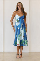 Dahlia Bow Midi Dress Blue