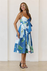 Dahlia Bow Midi Dress Blue