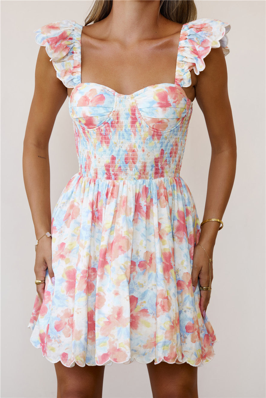 Petal Point Mini Dress Coral