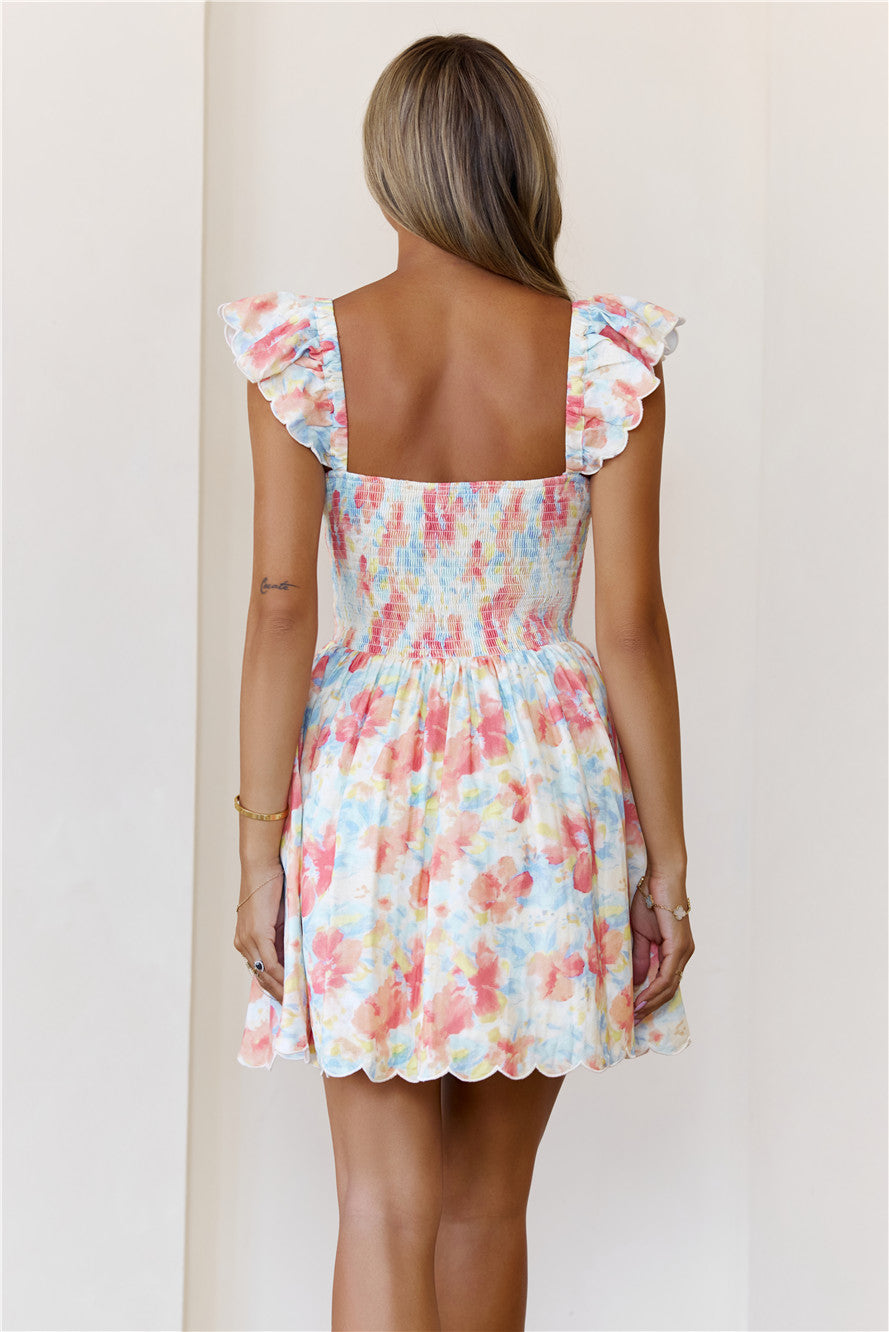 Petal Point Mini Dress Coral