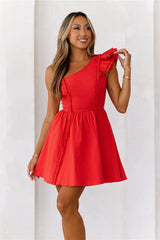 Dress For Success One Shoulder Mini Dress Red