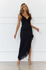 Enchanted By You Lace Midi Dress Black