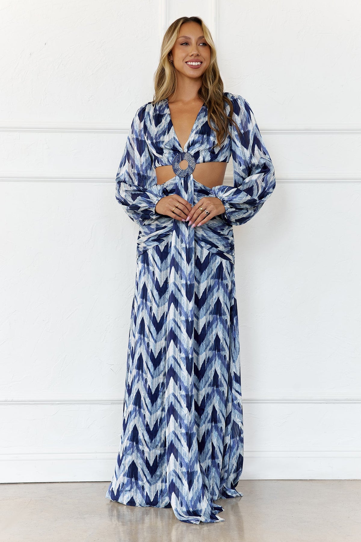 Brielle Long Sleeve Maxi Dress Navy