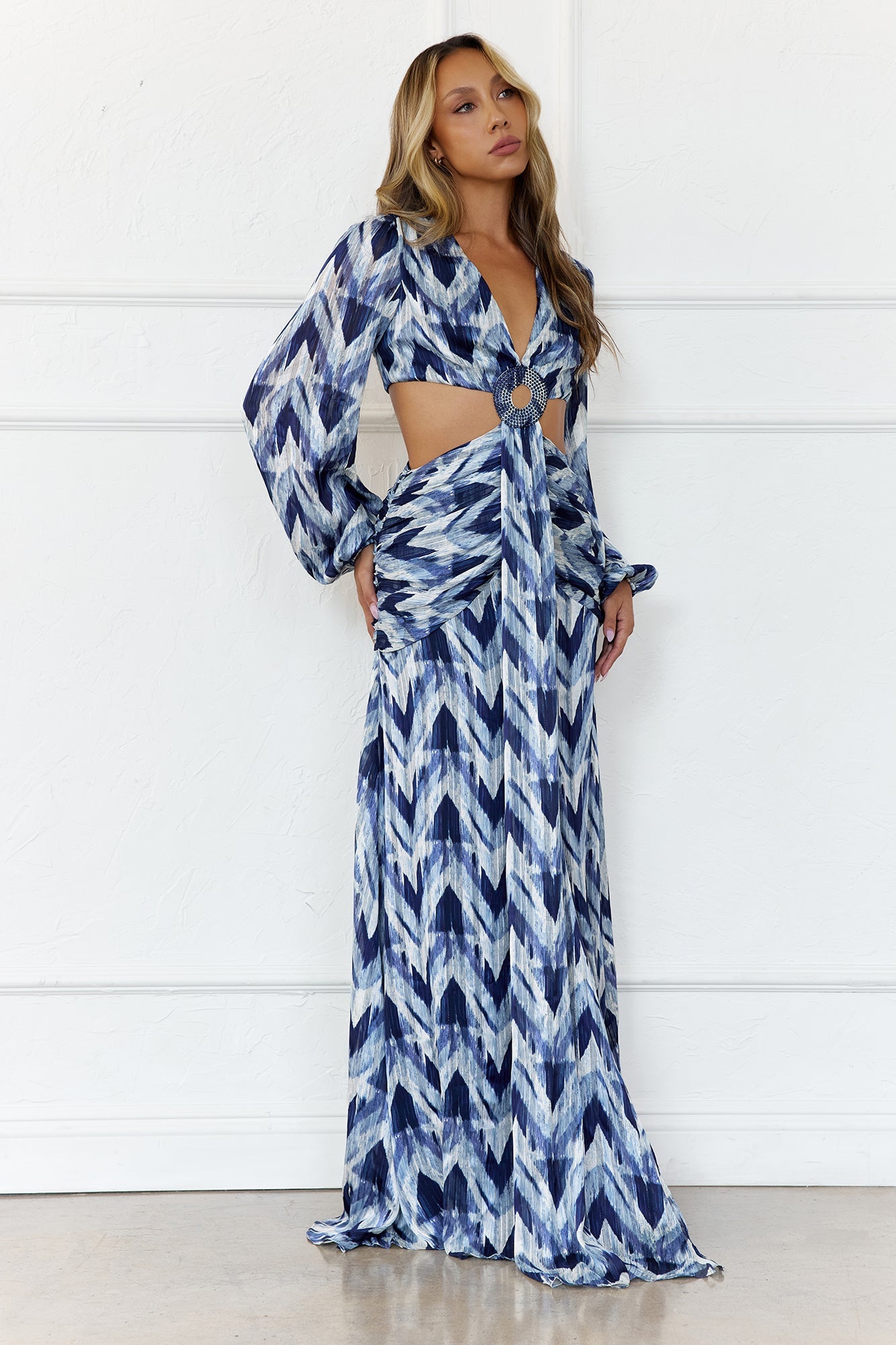 Brielle Long Sleeve Maxi Dress Navy