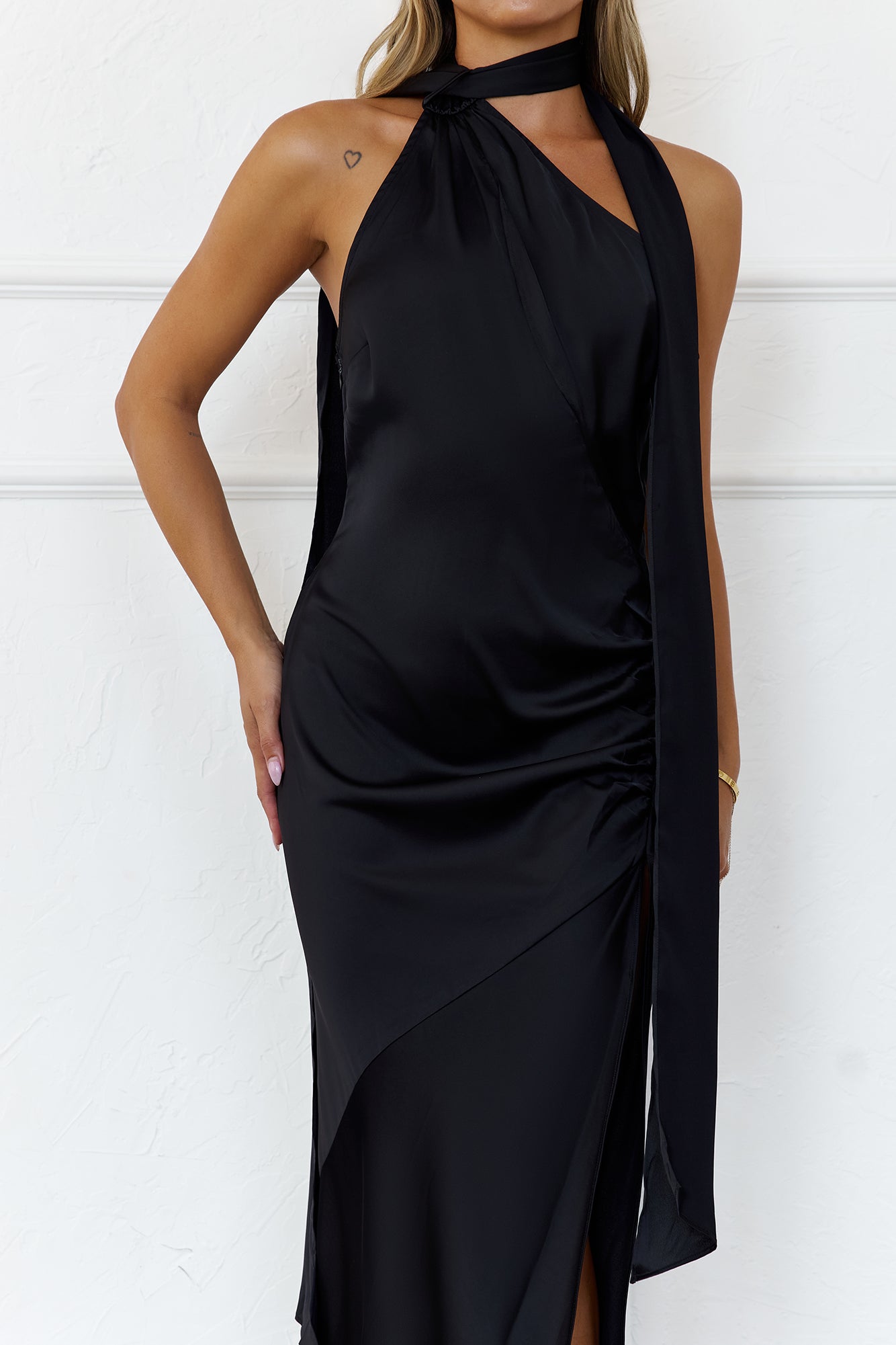 Luxe Ambition Satin Maxi Dress Black