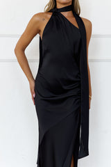 Luxe Ambition Satin Maxi Dress Black