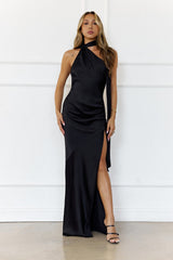 Luxe Ambition Satin Maxi Dress Black