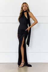 Luxe Ambition Satin Maxi Dress Black