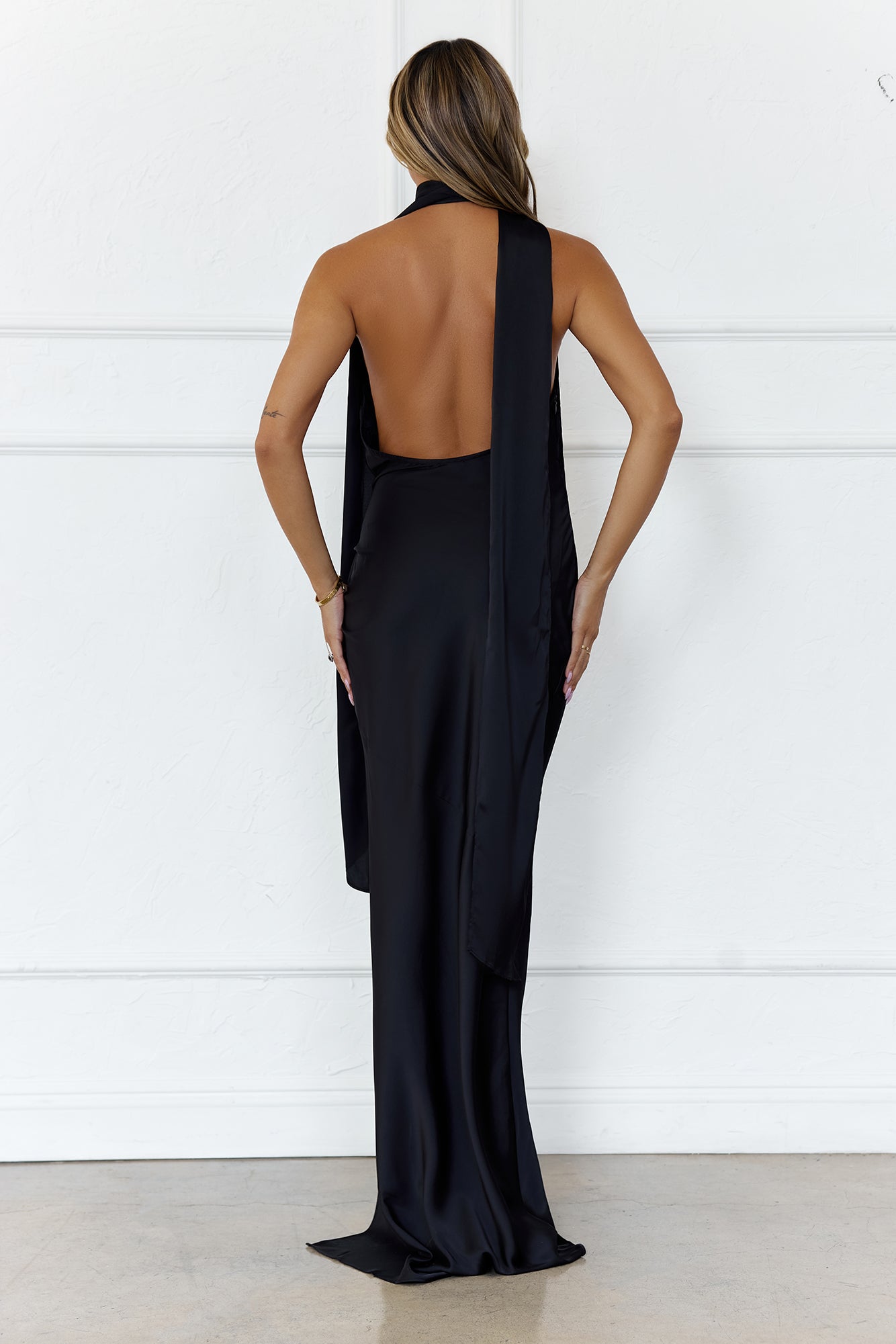 Luxe Ambition Satin Maxi Dress Black