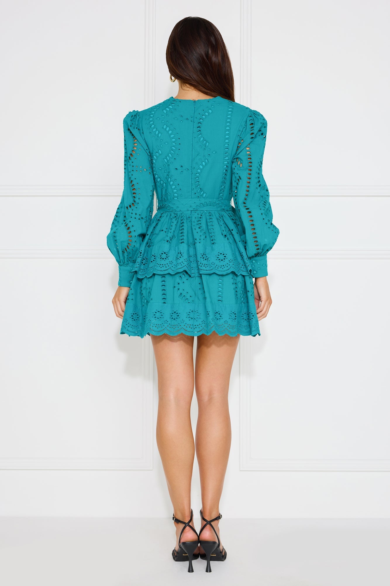 Elevated Experience Embroidered Long Sleeve Mini Dress Teal
