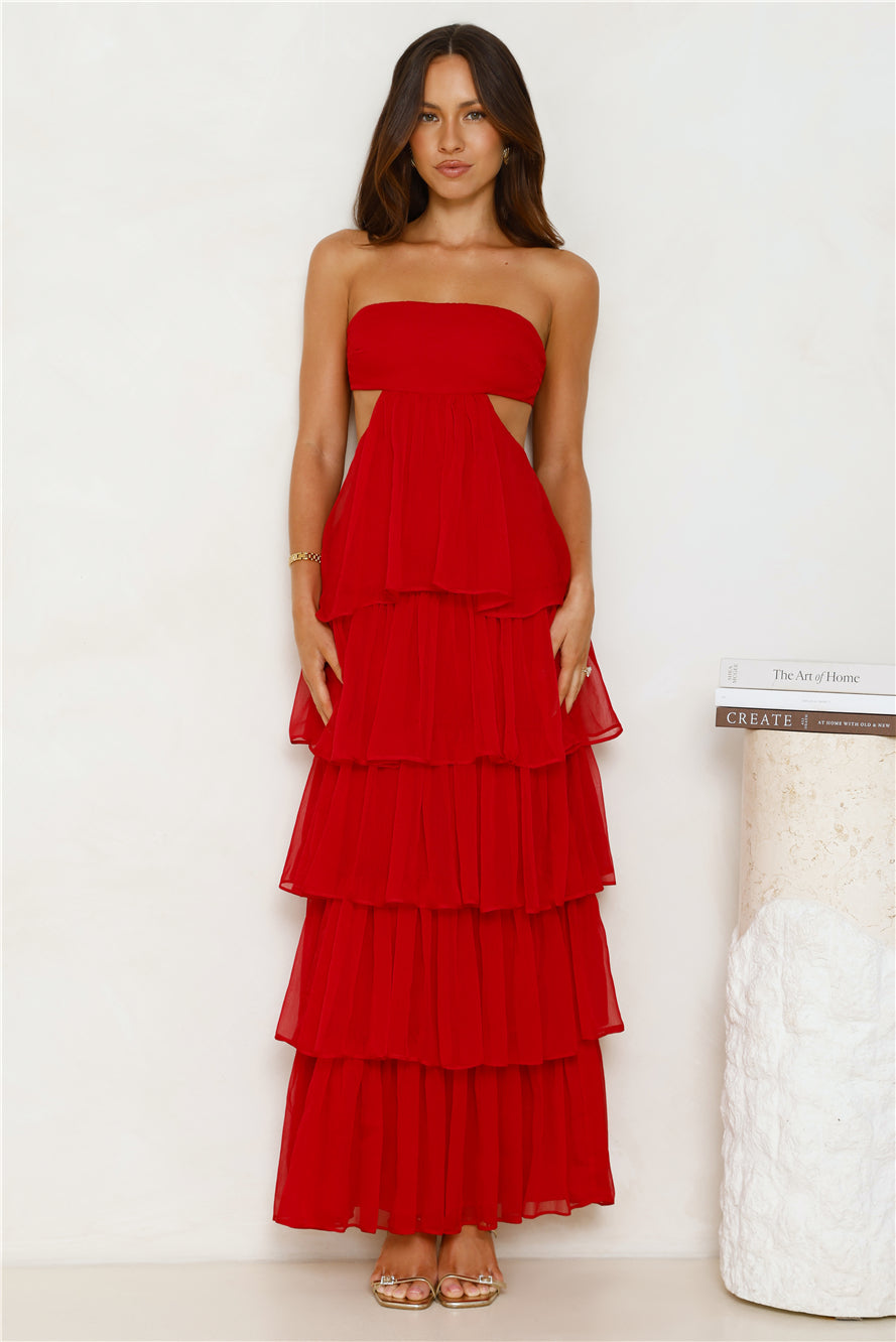 Luxe Mode Strapless Maxi Dress Raspberry