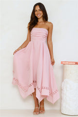 Clarissa Strapless Midi Dress Pink