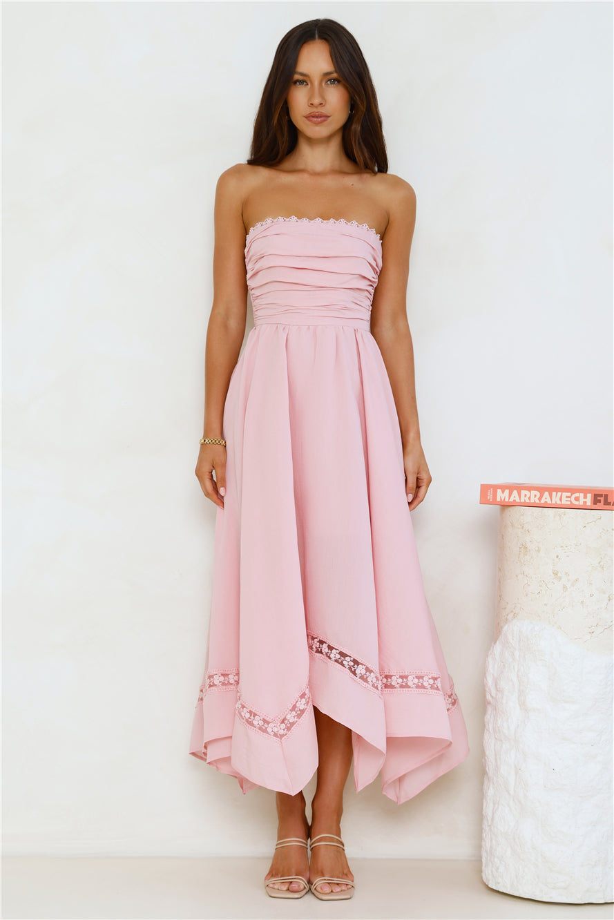 Clarissa Strapless Midi Dress Pink