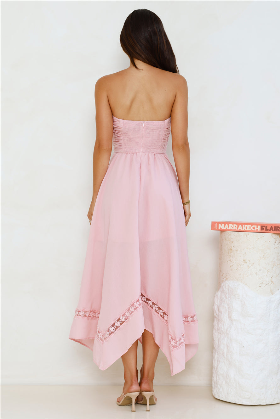Clarissa Strapless Midi Dress Pink