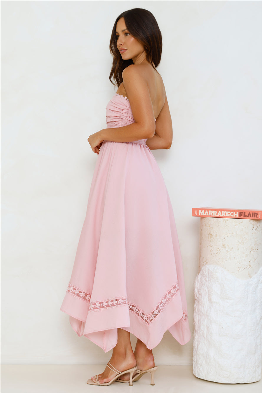 Clarissa Strapless Midi Dress Pink