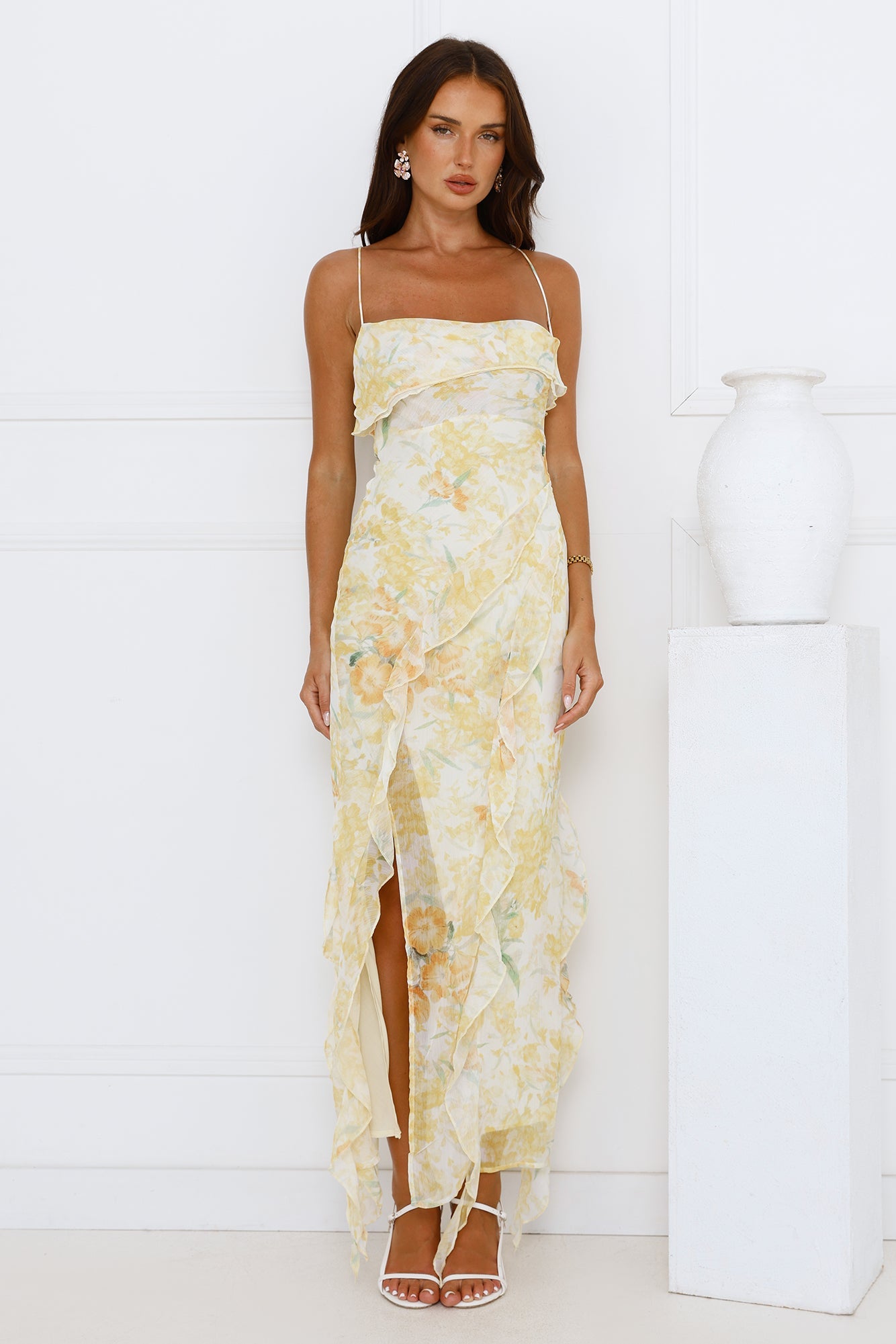 Lush Reverie Midi Dress Yellow