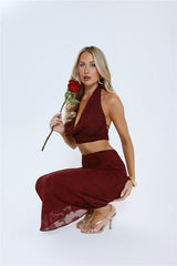 She's The Flame Maxi Skirt Wine