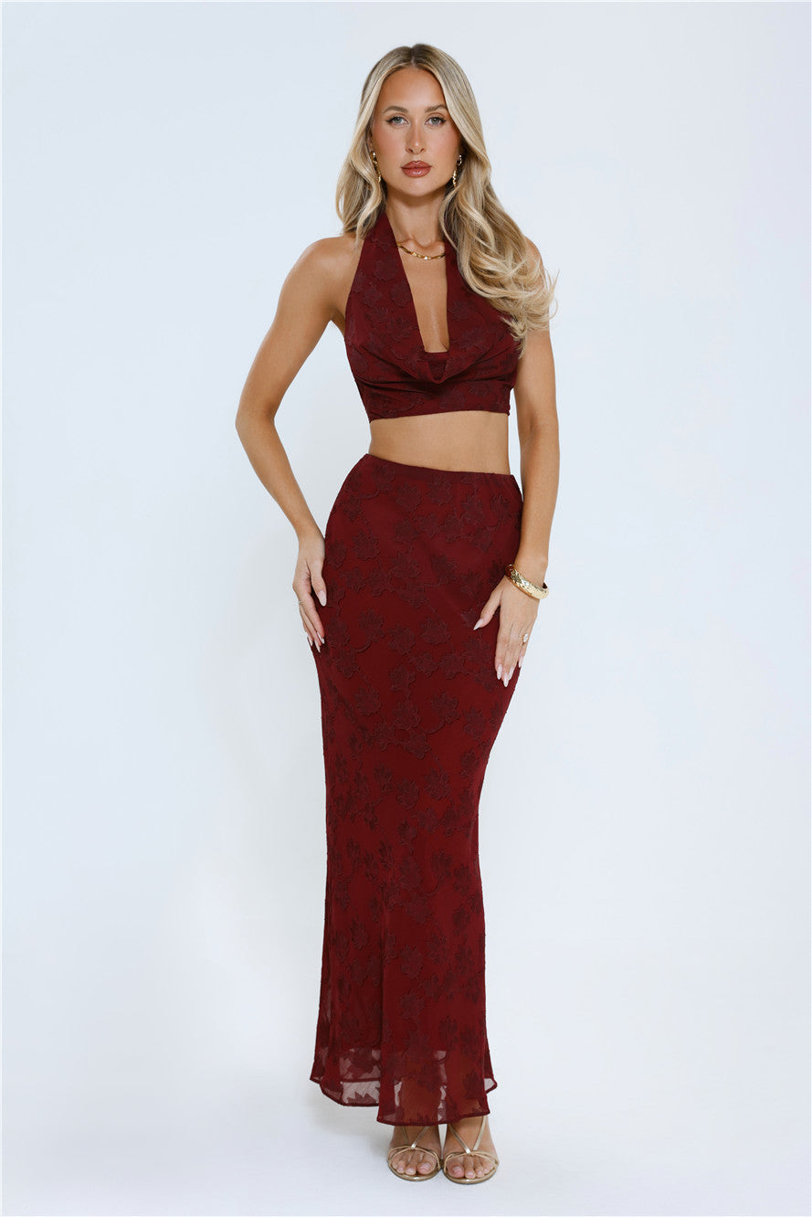 She's The Flame Maxi Skirt Wine